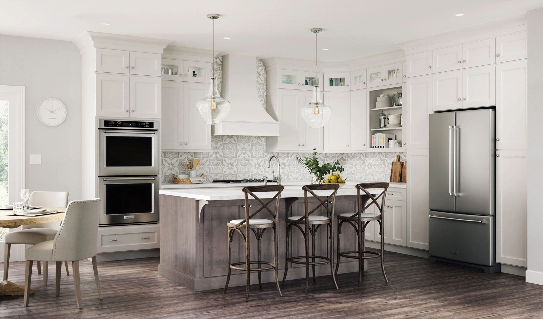 White Legend kitchen cabinetry shown by Viking